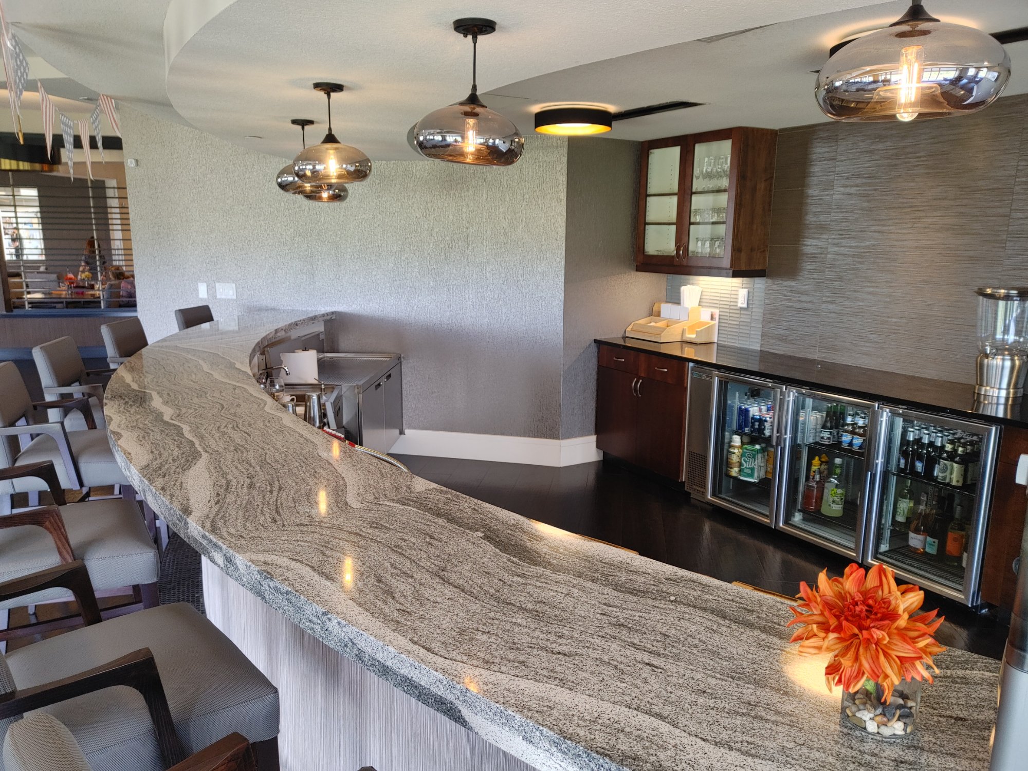 Curved granite bar top