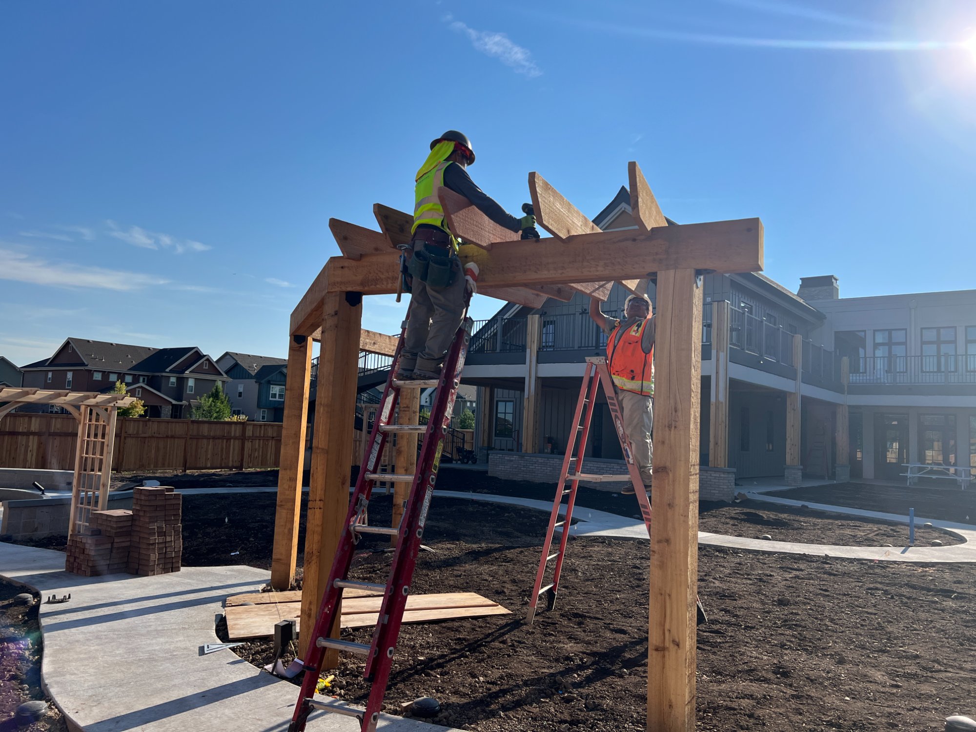 Timber pergola installation