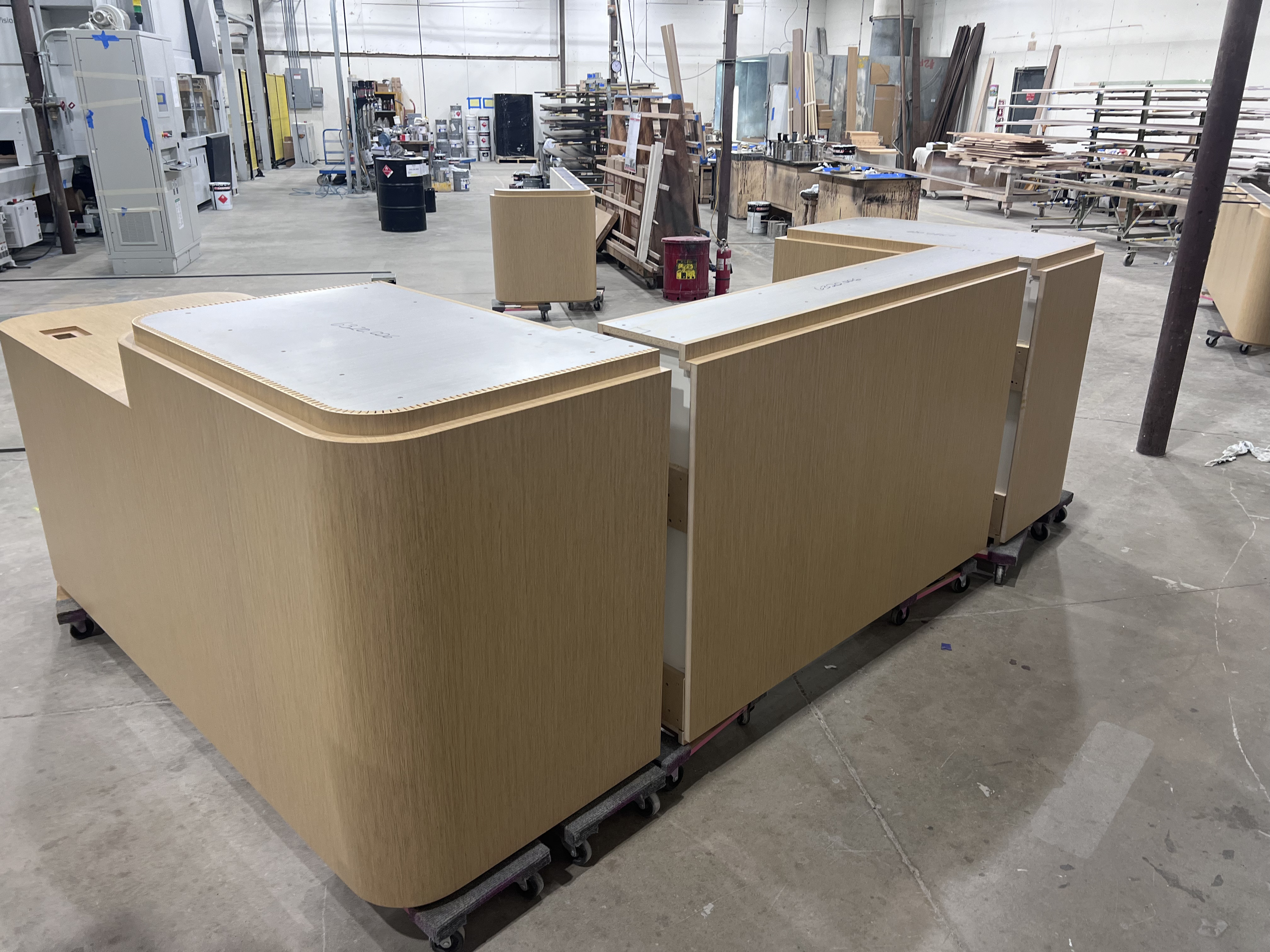 Reception desk in production